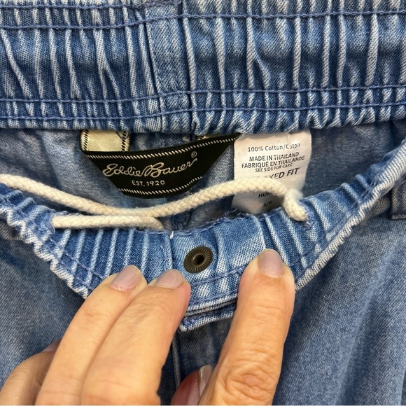 Vintage Eddie Bauer Men Blue Relaxed Fit Jeans Elastic waist - Picture 5 of 12